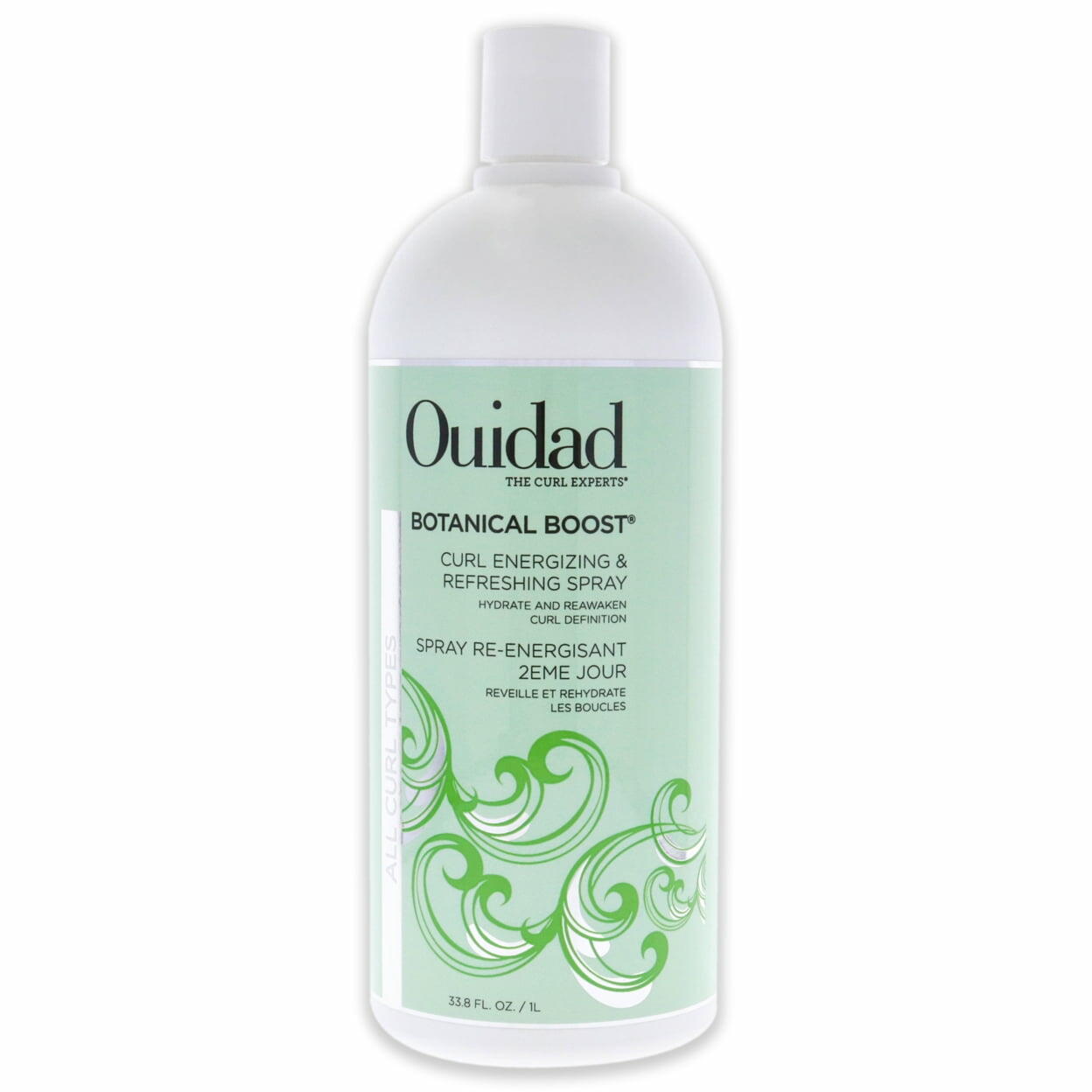 Ouidad Botanical Boost Curl Refresher Spray, Hydrates Dry Curls, Lightweight, No-Residue, 33.8 fl oz