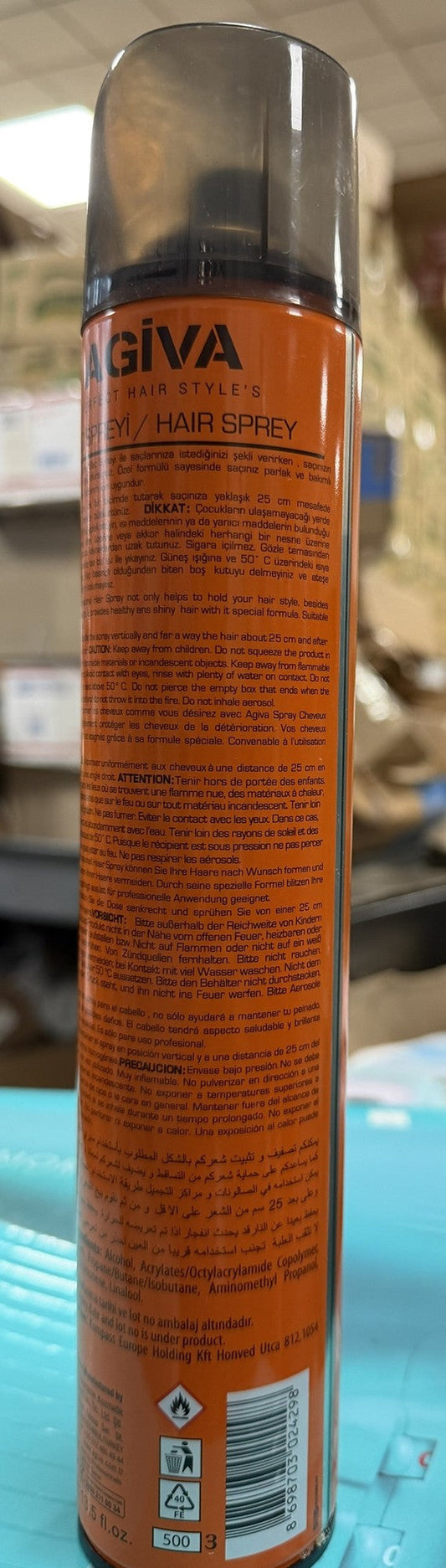 Agiva Hair Spray 02 Extra Strong Hold Professional Finishing Hairspray 400 ml / 13.5 oz