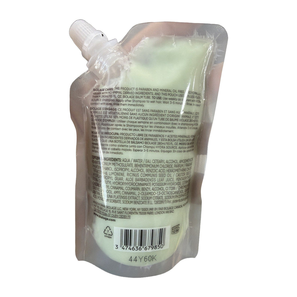 Biolage Hydra Source Deep Treatment Pack 3.4 oz / 100 ml - Hydrating Hair Mask for Dry Hair with Aloe