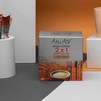 Abu Auf Instant Coffee Box with Creamer, 24 Packets, 2x1