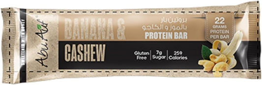 Abu Auf Protein Bar, Banana with Cashew, High Protein 22g, Nutrient-Rich, Fiber-Rich, Heart-Healthy Snack, 70 gm