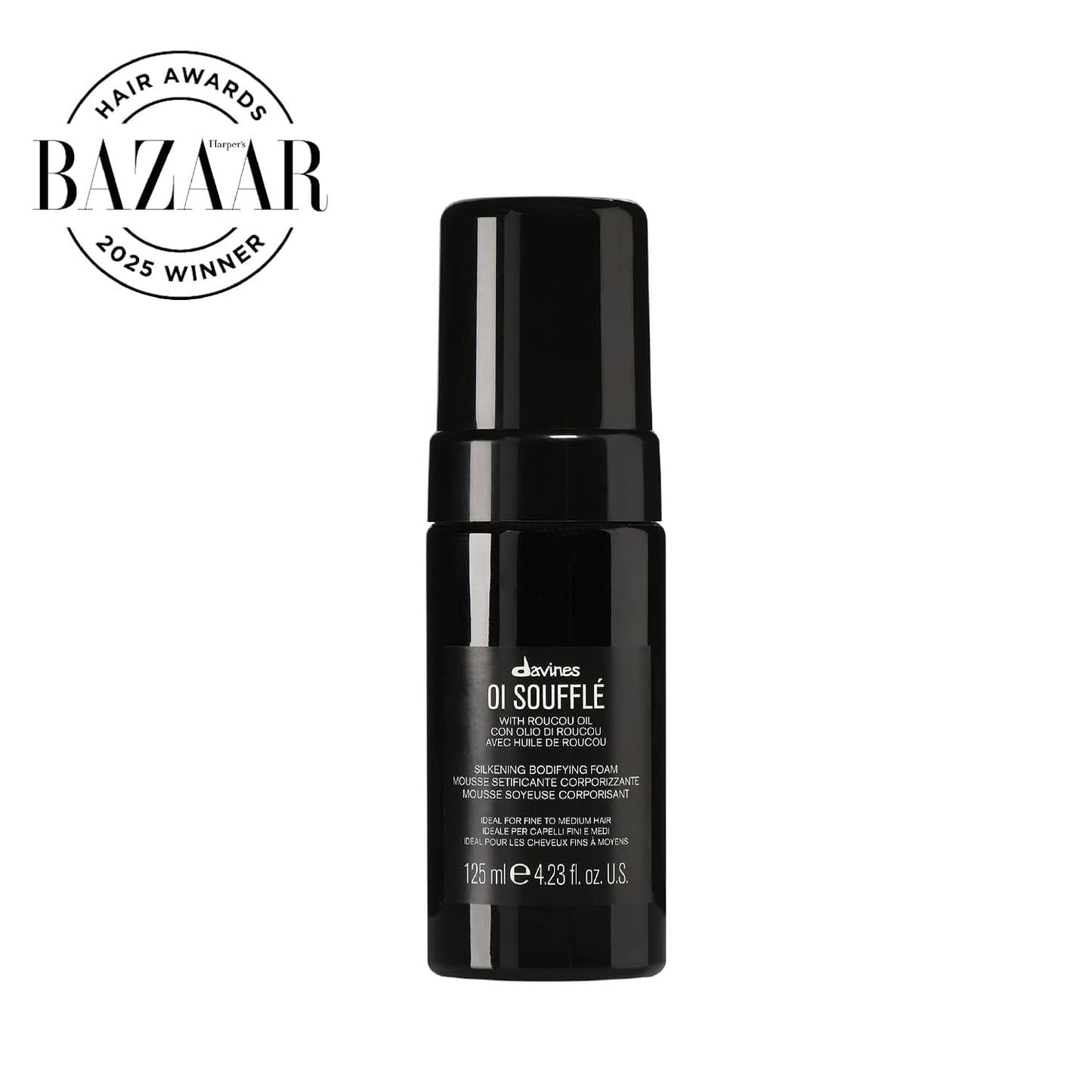 Davines OI Soufflé, Silkening Bodifying Foam for Fine to Medium Hair, 4.23 Fl Oz