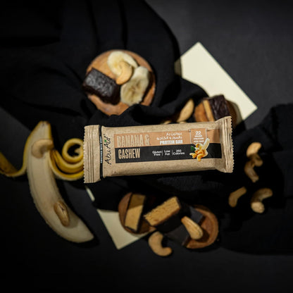 Abu Auf Protein Bar, Banana with Cashew, High Protein 22g, Nutrient-Rich, Fiber-Rich, Heart-Healthy Snack, 70 gm