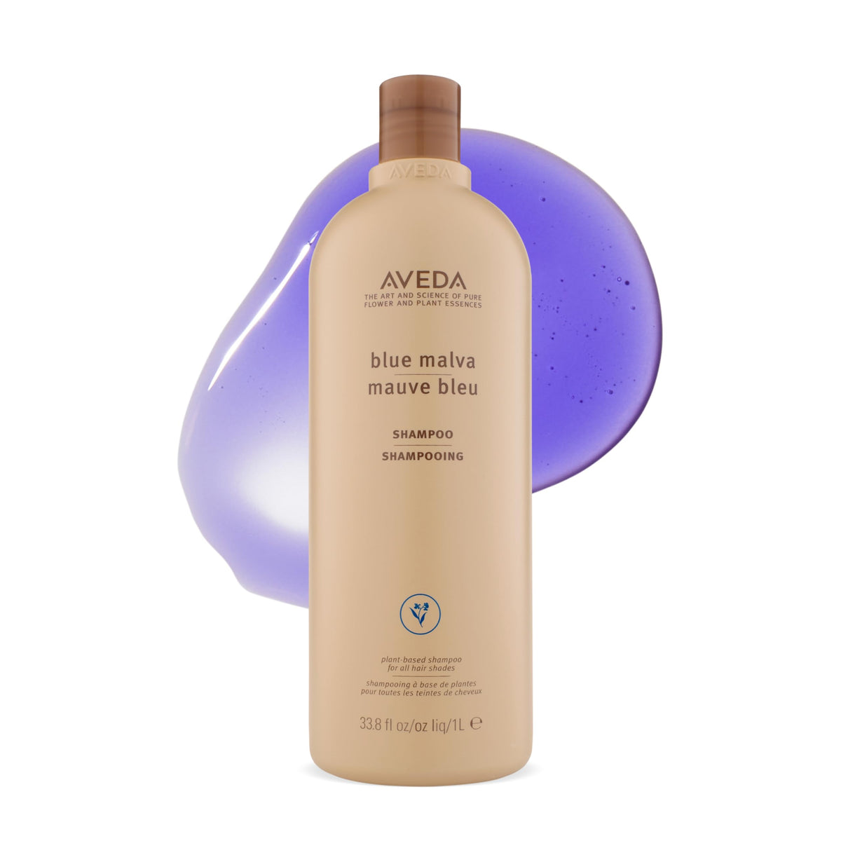 Aveda Blue Malva Shampoo | Purple Shampoo for Gray and Blonde Hair | Neutralizes Brassiness and Yellow Tones |With Blue Malva and Coneflower | 95% Naturally Derived* | Liter Size | 33.8 Fl Oz