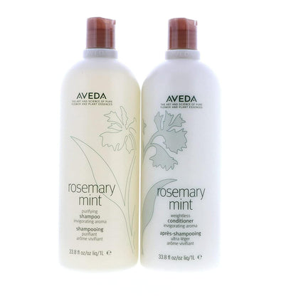 Aveda Mint Purifying Shampoo and Weightless Conditioner Duo Liter, Rosemary