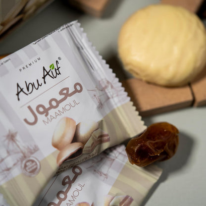 Abu Auf Maamoul Stuffed with Medjoul Dates Covered with White Chocolate - 12 Pieces Middle Eastern Dessert