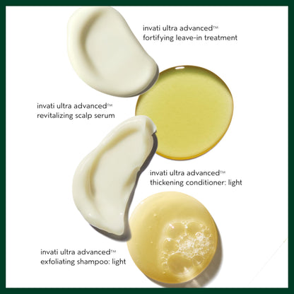 Aveda Invati Ultra Advanced Light 4-Step System, Exfoliating Shampoo, Thickening Conditioner, Revitalizing Scalp Serum, Fortifying Leave-In Treatment