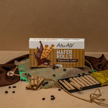 Abu Auf Wafer Rolls Cappuccino, 24 Pieces, Individually Wrapped, Crispy Wafer with Rich Cappuccino Cream Filling