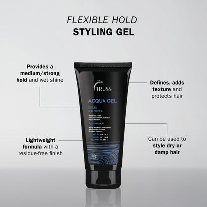 TRUSS Acqua Gel, Medium To Strong Hold Flexible Hair Gel 6.35 OZ