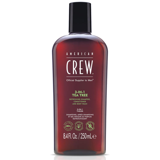 American Crew Shampoo, Conditioner & Body Wash for Men, 3-in-1, Tea Tree Scent, 8.4 Fl Oz