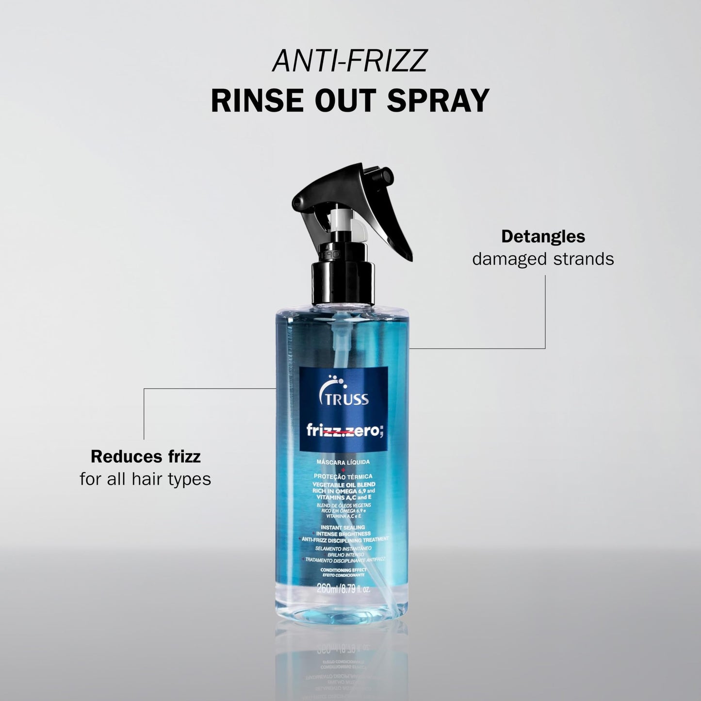TRUSS Frizz Zero Liquid Hair Mask, Anti Frizz Hair Treatment Spray 8.79 OZ