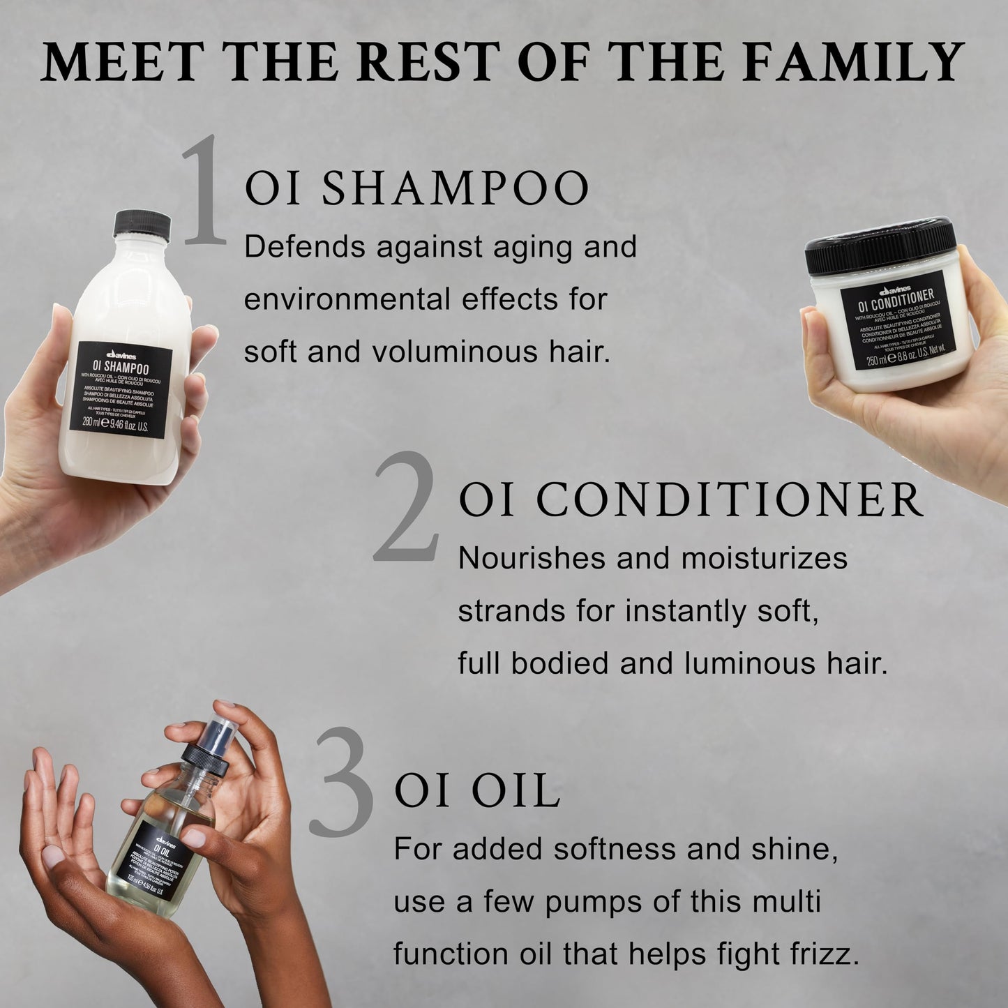 Davines OI Shampoo, Milky-Smooth Hydrating Cleanser for All Hair Types, 9.47 OZ