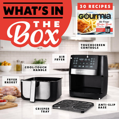 Gourmia 8 Qt Digital Air Fryer GAF826, Nonstick Dishwasher Safe Basket.