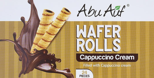 Abu Auf Wafer Rolls Cappuccino, 24 Pieces, Individually Wrapped, Crispy Wafer with Rich Cappuccino Cream Filling