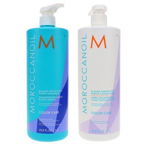 Moroccanoil Blonde Perfecting Purple Shampoo & Conditioner 33.8 OZ Combo Pack