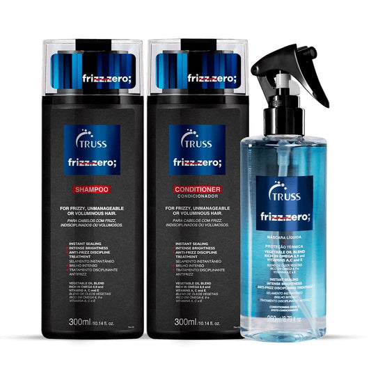 TRUSS FRIZZ.ZERO; Shampoo & Conditioner & Thermal Protector Set Bundle