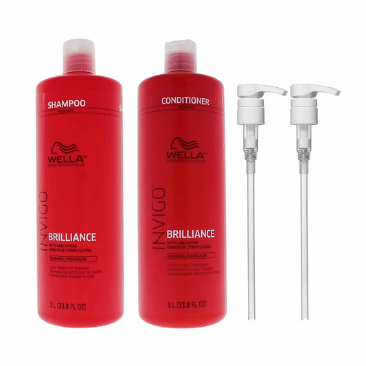 Wella Invigo Brilliance Shampoo and Conditioner for Fine 33.8 oz + 2 Pumps