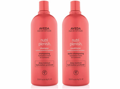 Aveda Nutriplenish Deep Moisture Shampoo and Conditioner 33.8 oz Liter Duo
