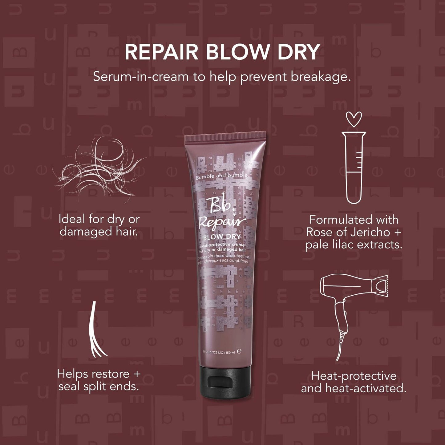 Bb Repair Blow Dry by Bumble and Bumble for Unisex - 5 oz