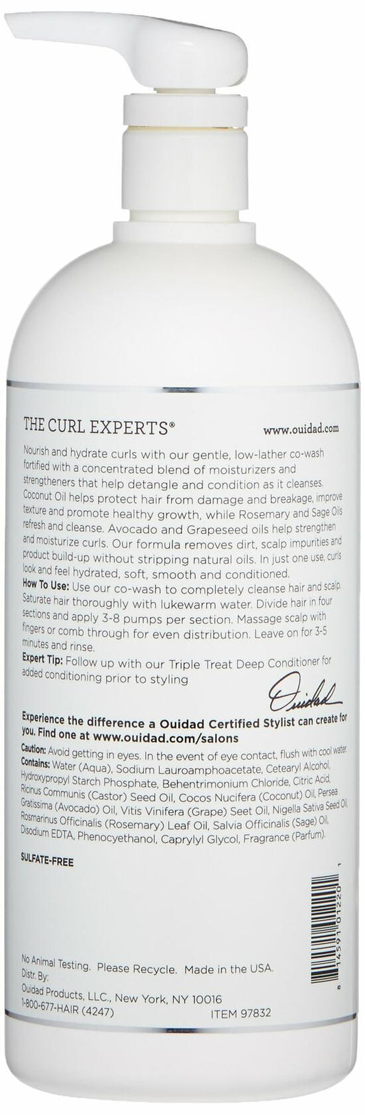 OUIDAD Kinky Curls Curl Immersion Low-Lather Coconut Cleansing Conditioner 33.8