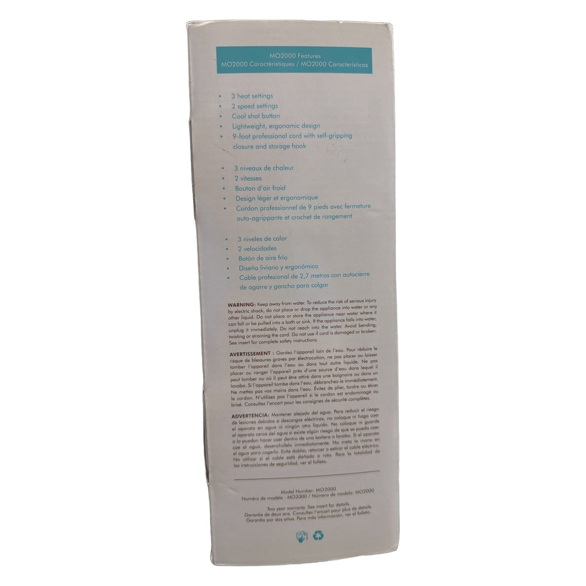 Moroccanoil Professional Series Tourmaline Ceramic Ionic Hair Dryer MO2000 1800W with 3 Attachments