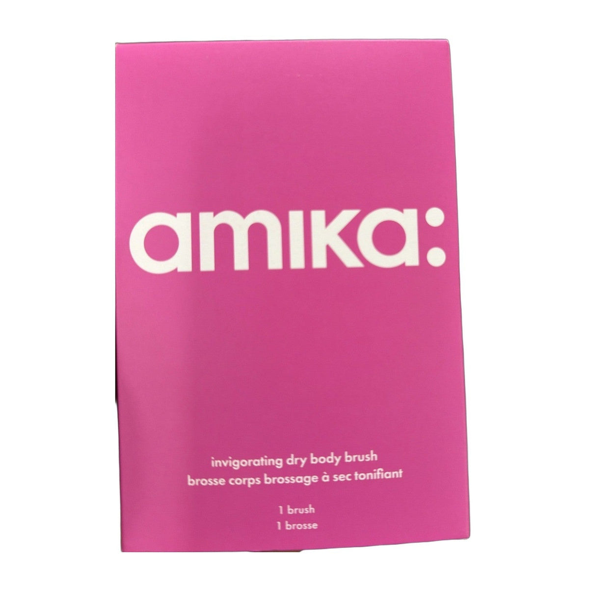 amika Invigorating Dry Body Brush - Natural Boar Bristle Beech Wood Exfoliating Brush, New in Box