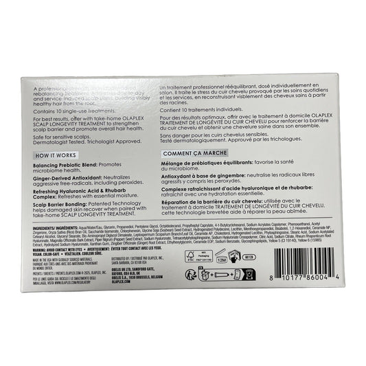 Olaplex Pro Scalp Rebalancing Concentrate box back with ingredients