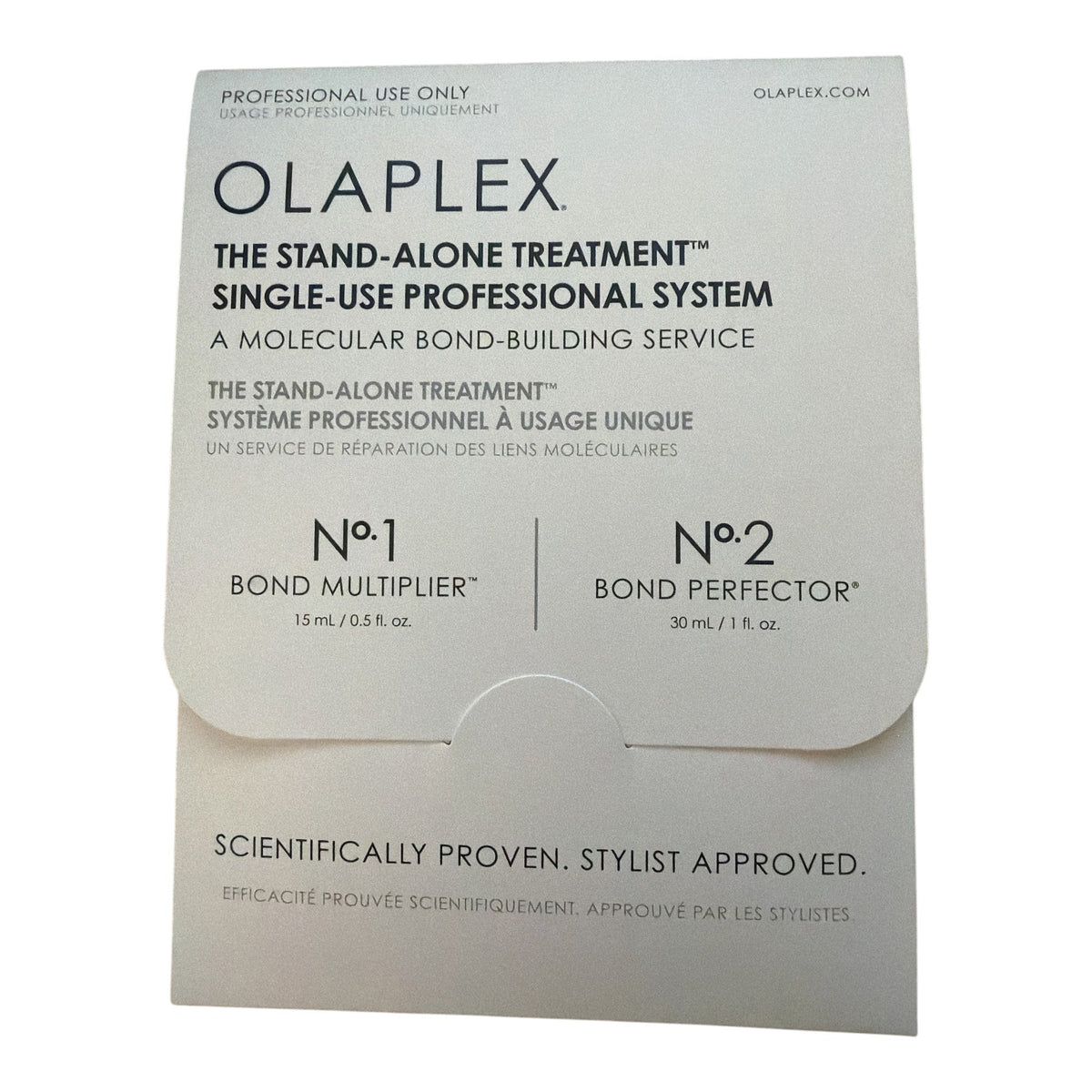 Olaplex Stand-Alone Treatment single-use packette No.1 and No.2, front